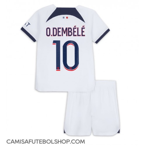Camisa de time de futebol Paris Saint-Germain Ousmane Dembele #10 Replicas 2º Equipamento Infantil 2023-24 Manga Curta (+ Calças curtas)